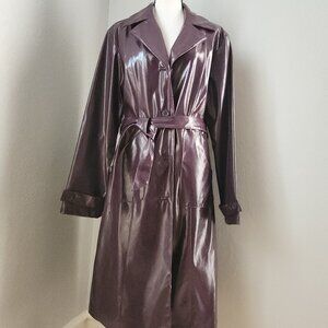 Jennyfer J Glam Rich Deep Burgundy Faux Patent Leather Trench